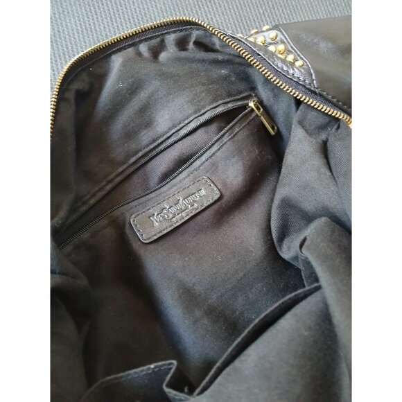 Yves Saint Laurent Y Studs Black Leather Satchel Tote Bag Gold Studded Vintage - Picture 8 of 10